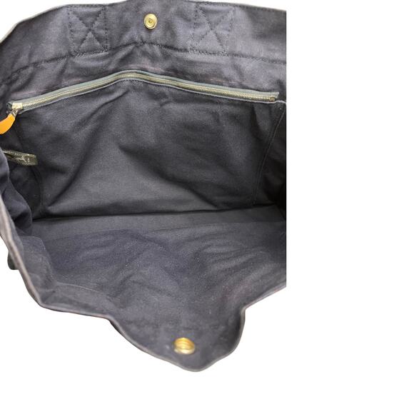 Hermès Fourre Tout MM Navy Blue Canvas Tote Bag with Brown Web Straps - Picture 10 of 16